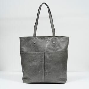 Frye Melissa Distressed Gray Leather Tote Bag Large Shoulder Bag